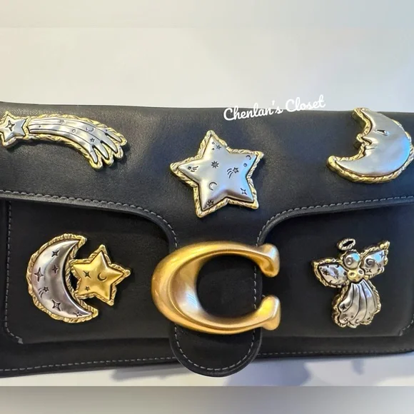 NWY Coach Tabby Shoulder Bag 26 with Pins Black Leather - Picture 3 of 13